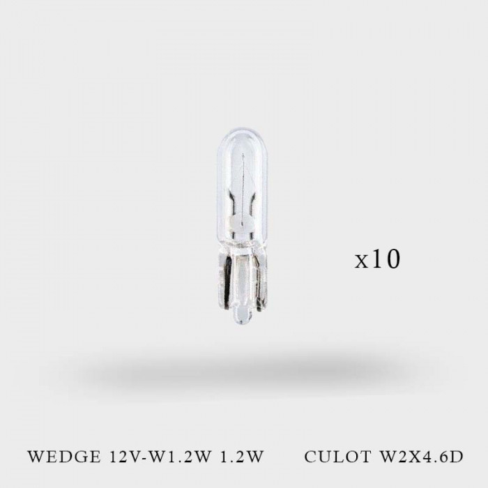 Ampoule-lampe 12v 1,2w norme w1,2w culot w2x4,6d wedge standard bleu  (compteur)