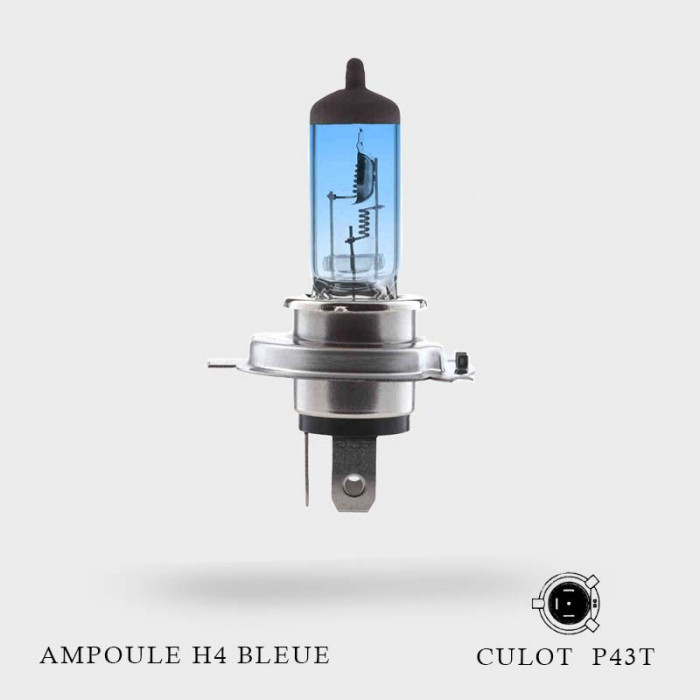 Ampoule H4 bleue 12V-60/55W Culot P43t - FrenchCleaner